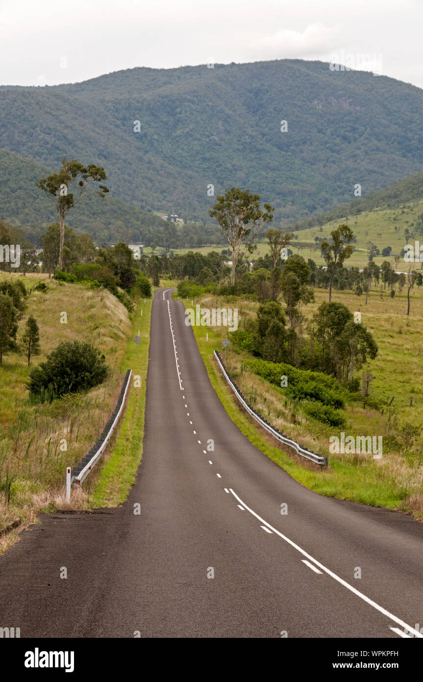 Dairy farming country on the Wivenhoe Somerset road in the Somerset Valley, Queensland, Australia Stock Photo