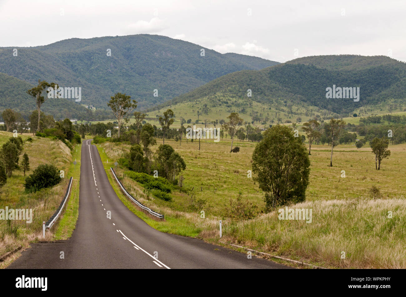 Dairy farming country on the Wivenhoe Somerset road in the Somerset Valley, Queensland, Australia Stock Photo