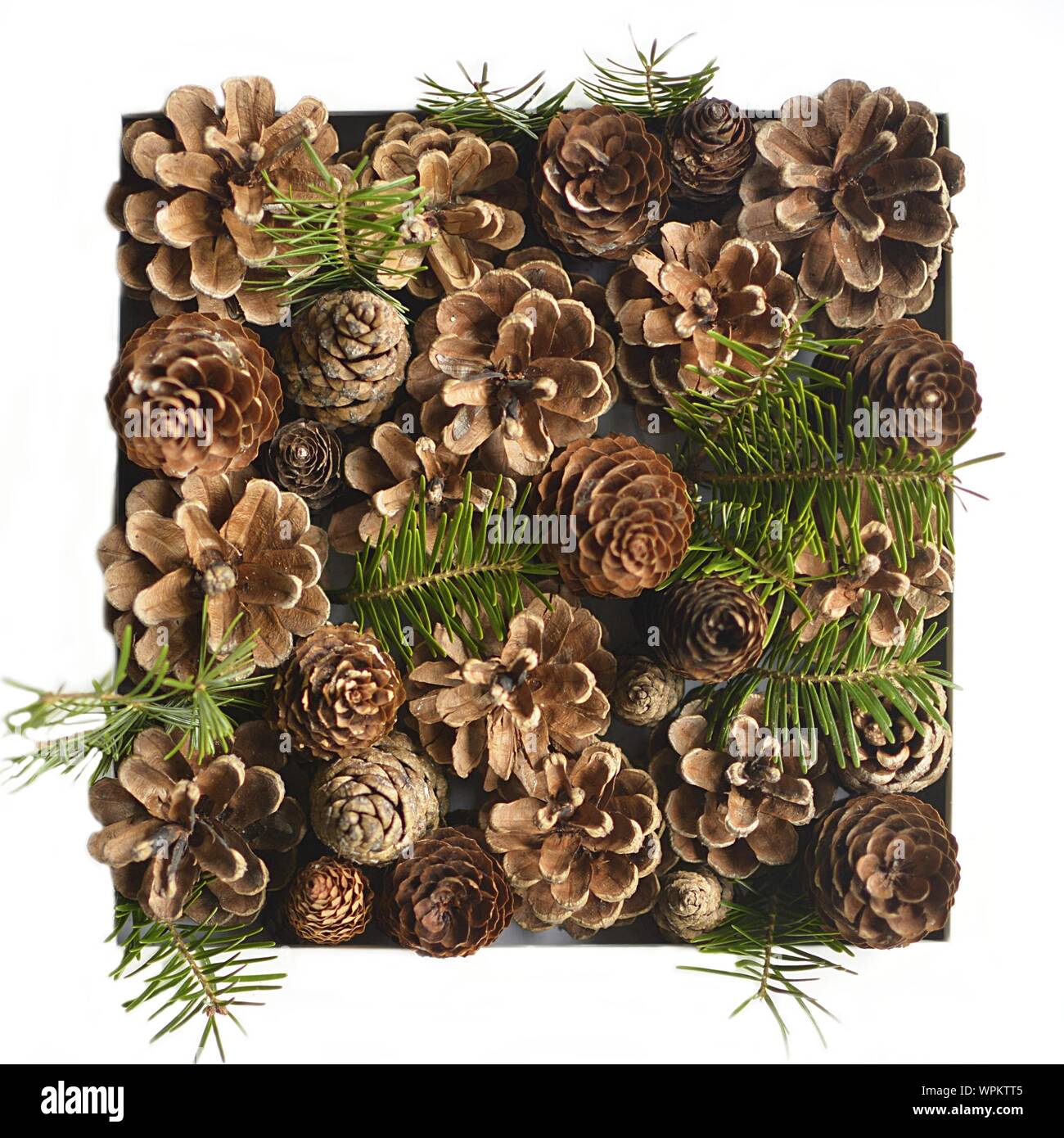 Christmas decoration made of pine cones Stock Photo