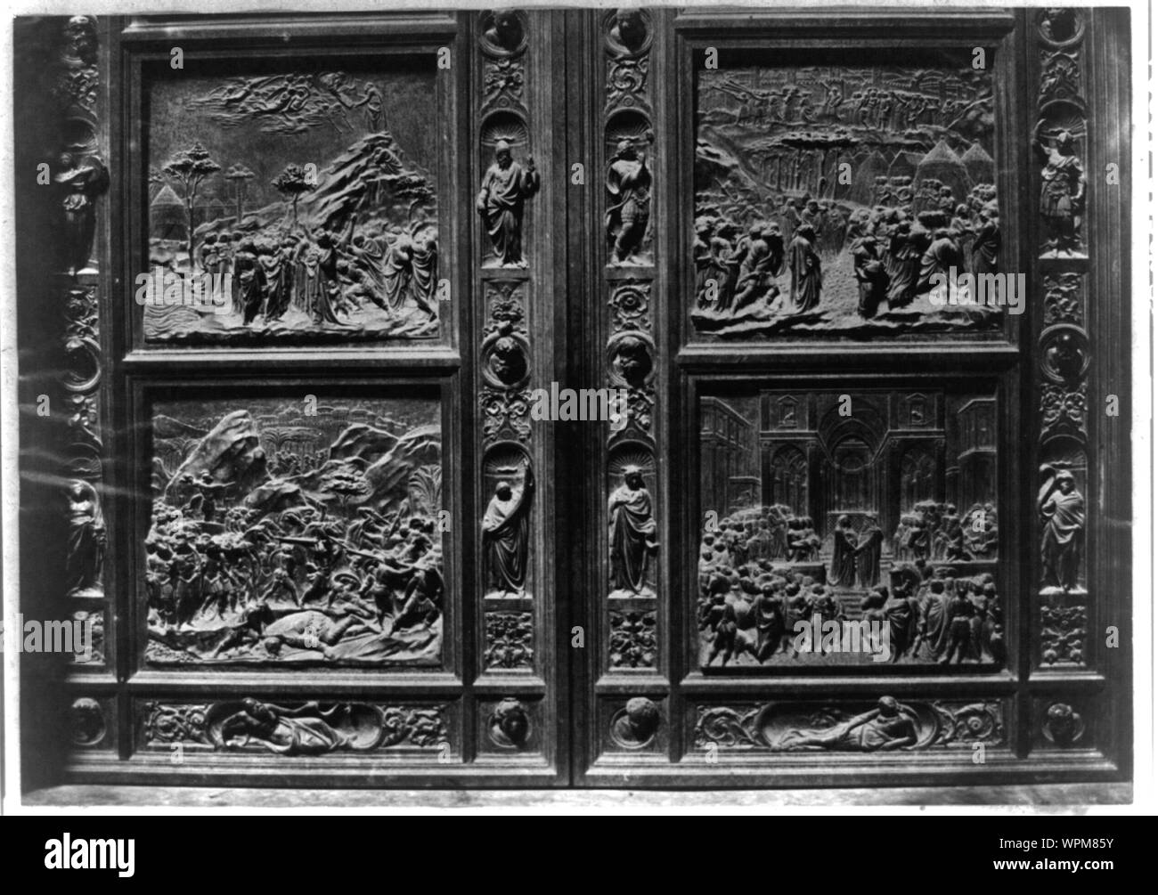 Lorenzo Ghiberti's Gates of Paradise bronze doors depicting scenes from