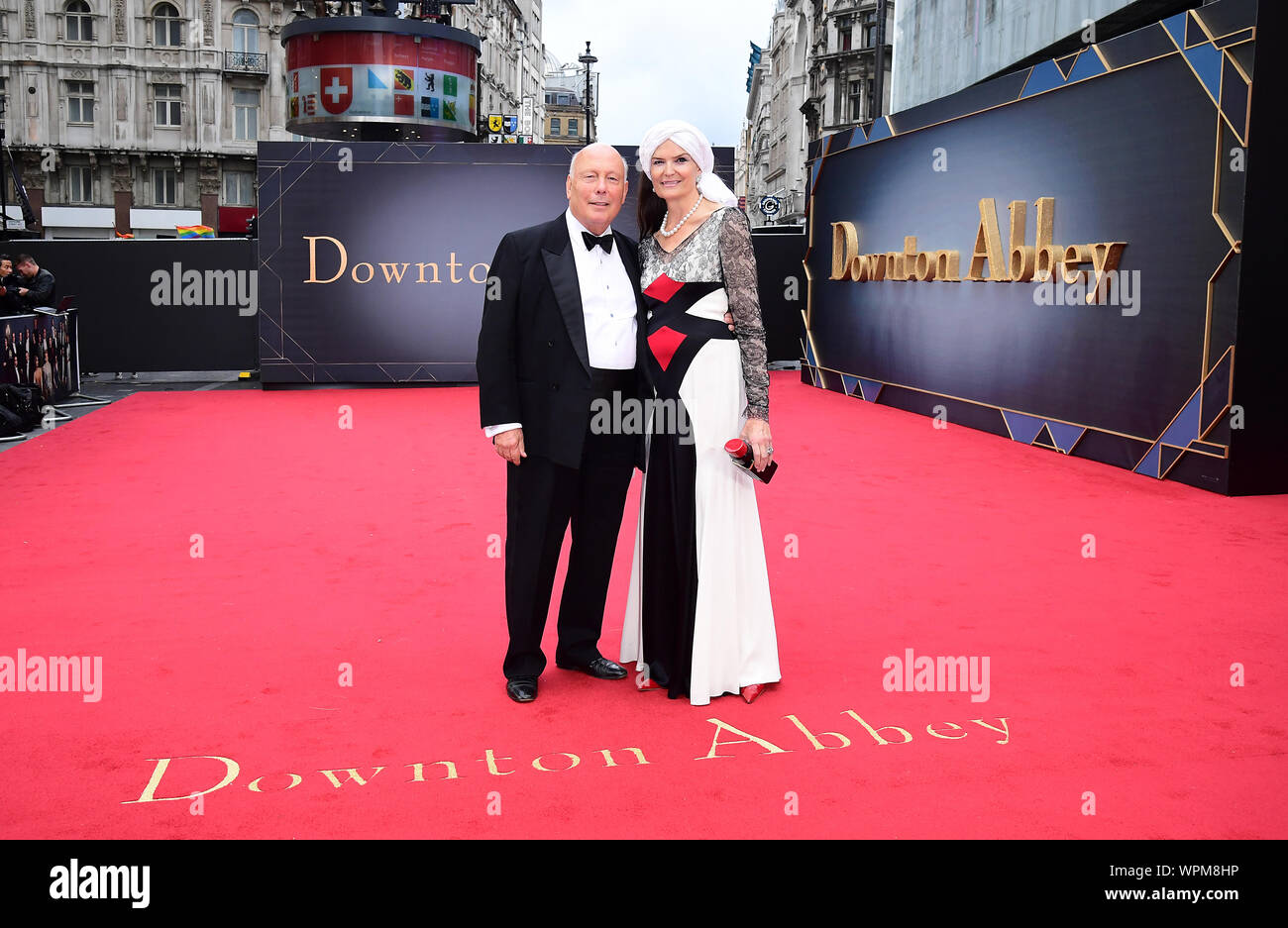 Julian Fellowes and Emma Joy Kitchener attending the world premiere of Downton Abbey, held at the Cineworld Leicester Square, London. Stock Photo