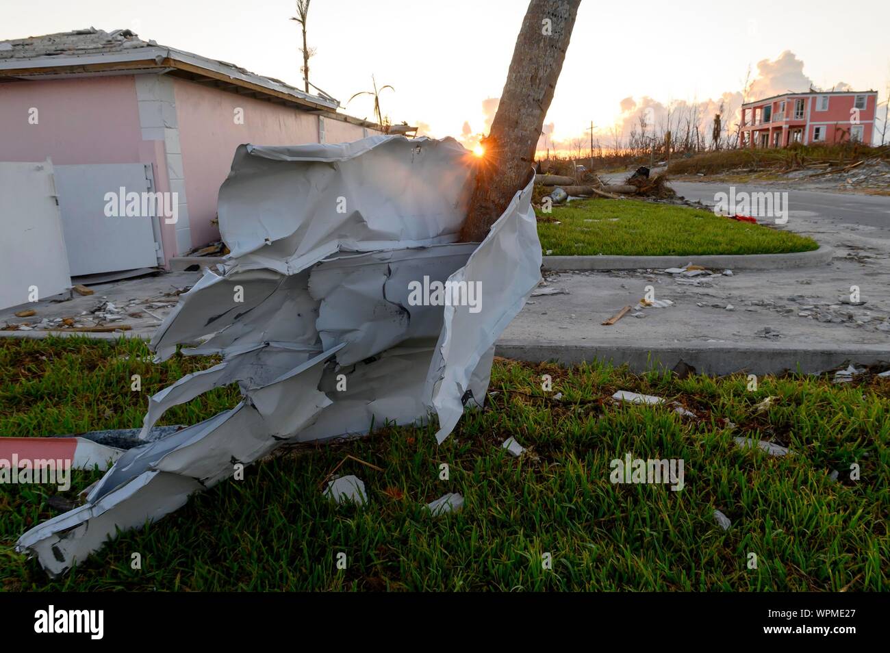 Treasure Cay, ABACO, BAHAMAS. 9th Sep, 2019. Damage from Hurricane