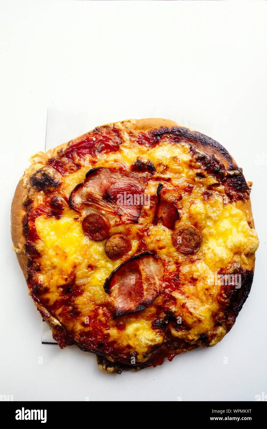 ake away Pizza on White Background Stock Photo