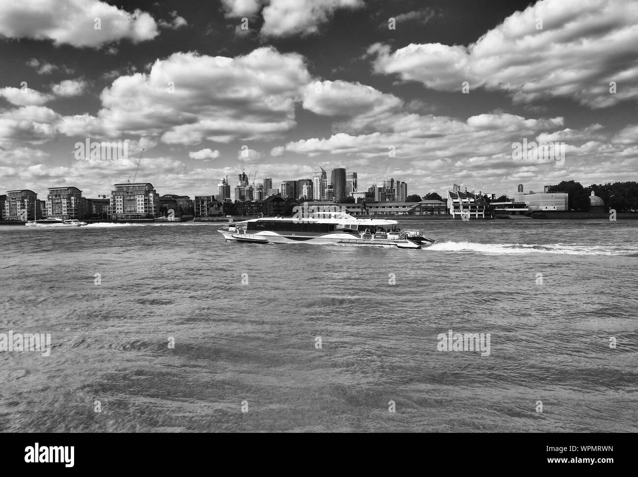 Speed boat on Thames river, London Stock Photo