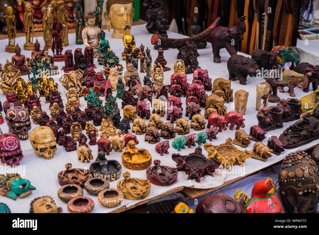 Anjuna Beach, Goa/India- April 4 2018: Stalls and makeshift shops ...