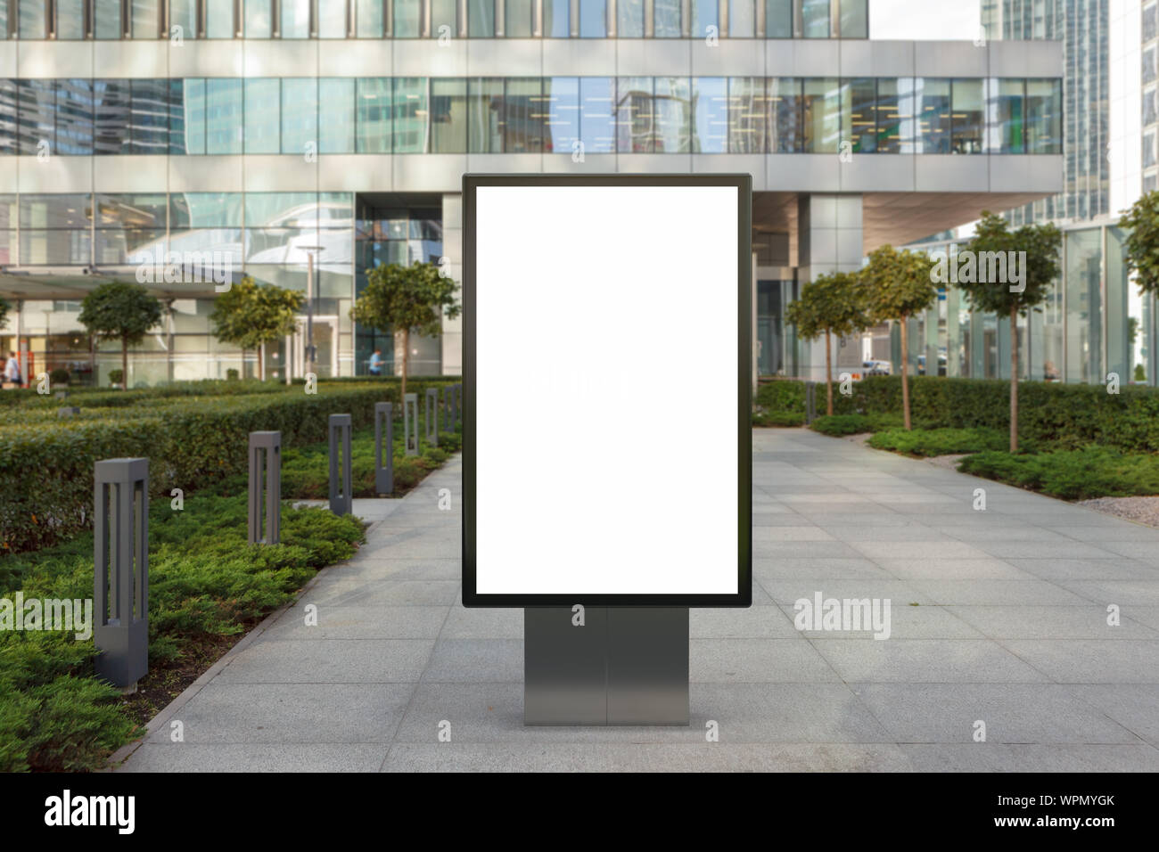 Blank street billboard poster stand mock up on city business district ...