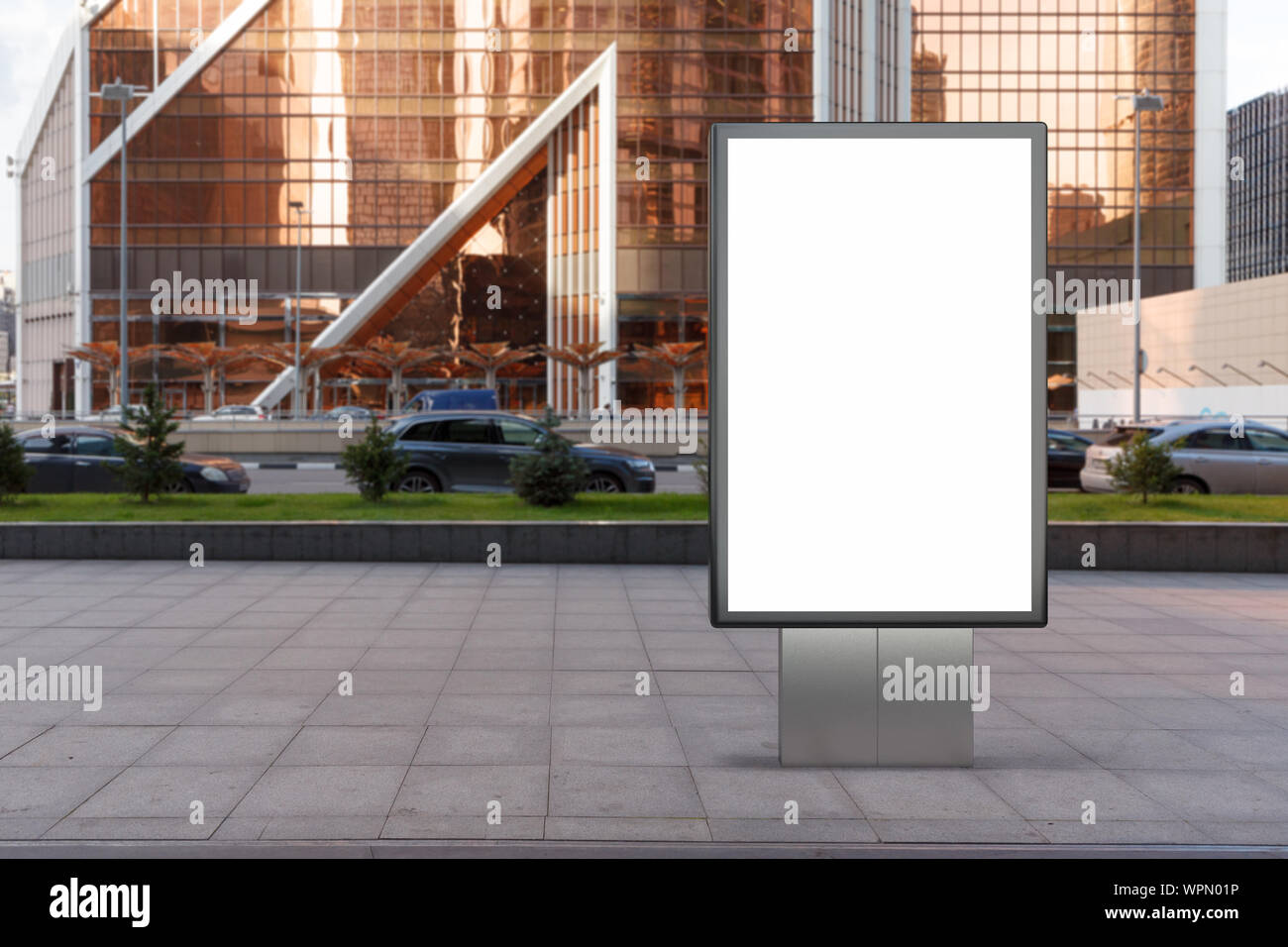 Blank street billboard poster stand mock up in city downtown Stock ...