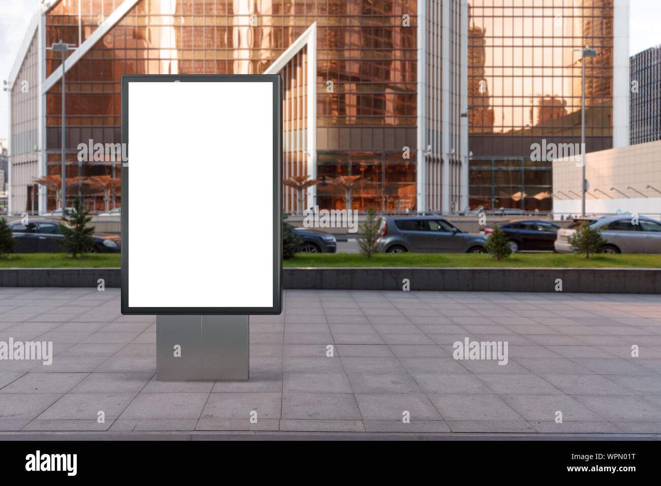 Blank street billboard poster stand mock up in city downtown Stock ...