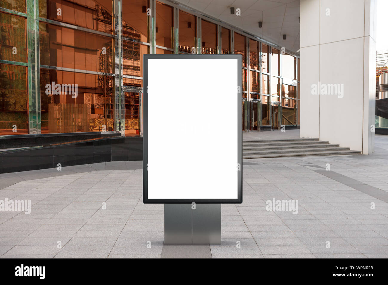Blank street billboard poster stand mock up in city downtown Stock ...