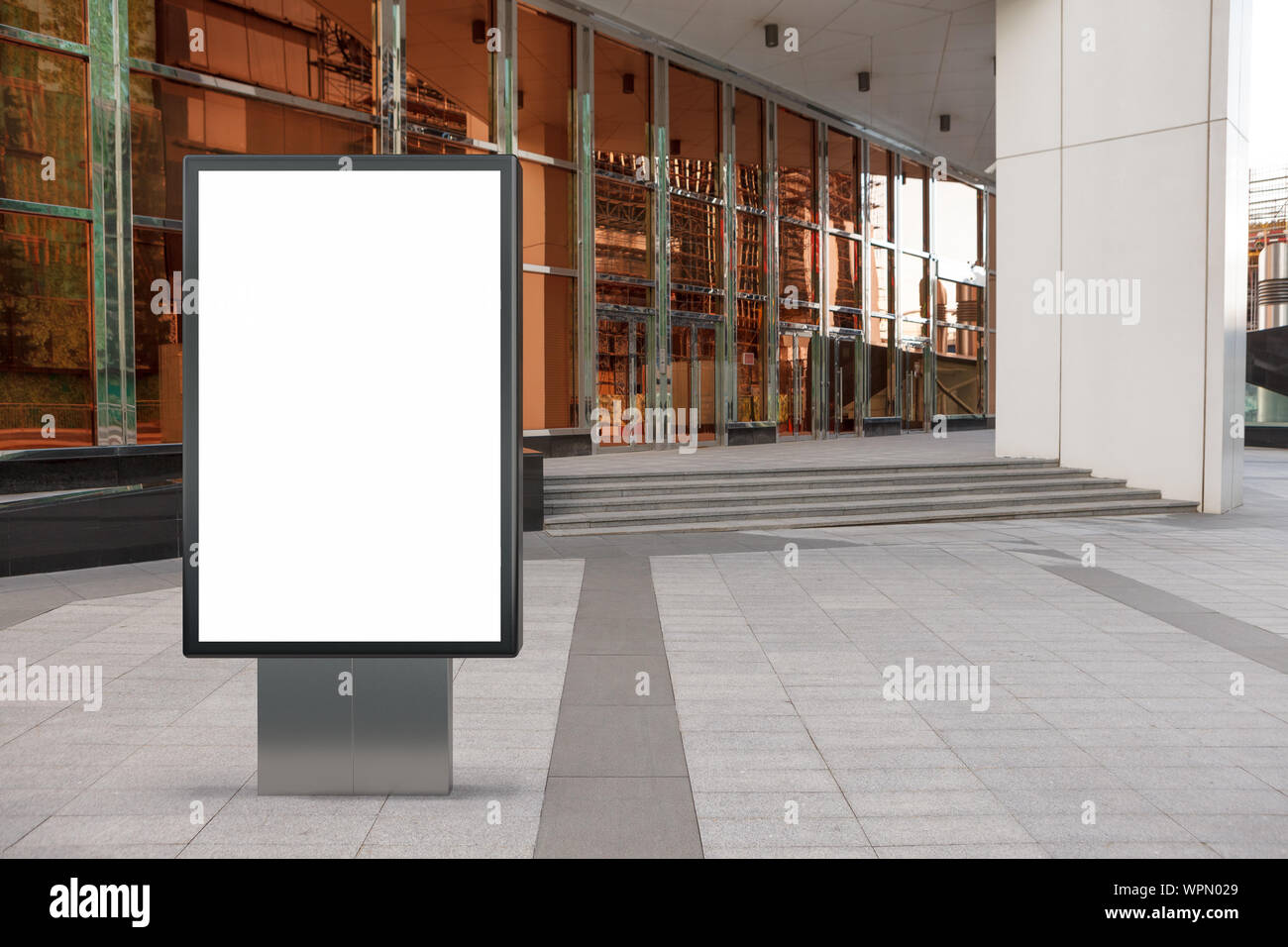 Blank street billboard poster stand mock up in city downtown Stock ...