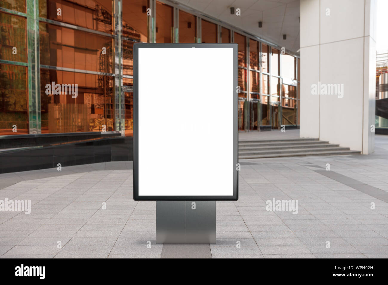 Blank street billboard poster stand mock up in city downtown Stock ...