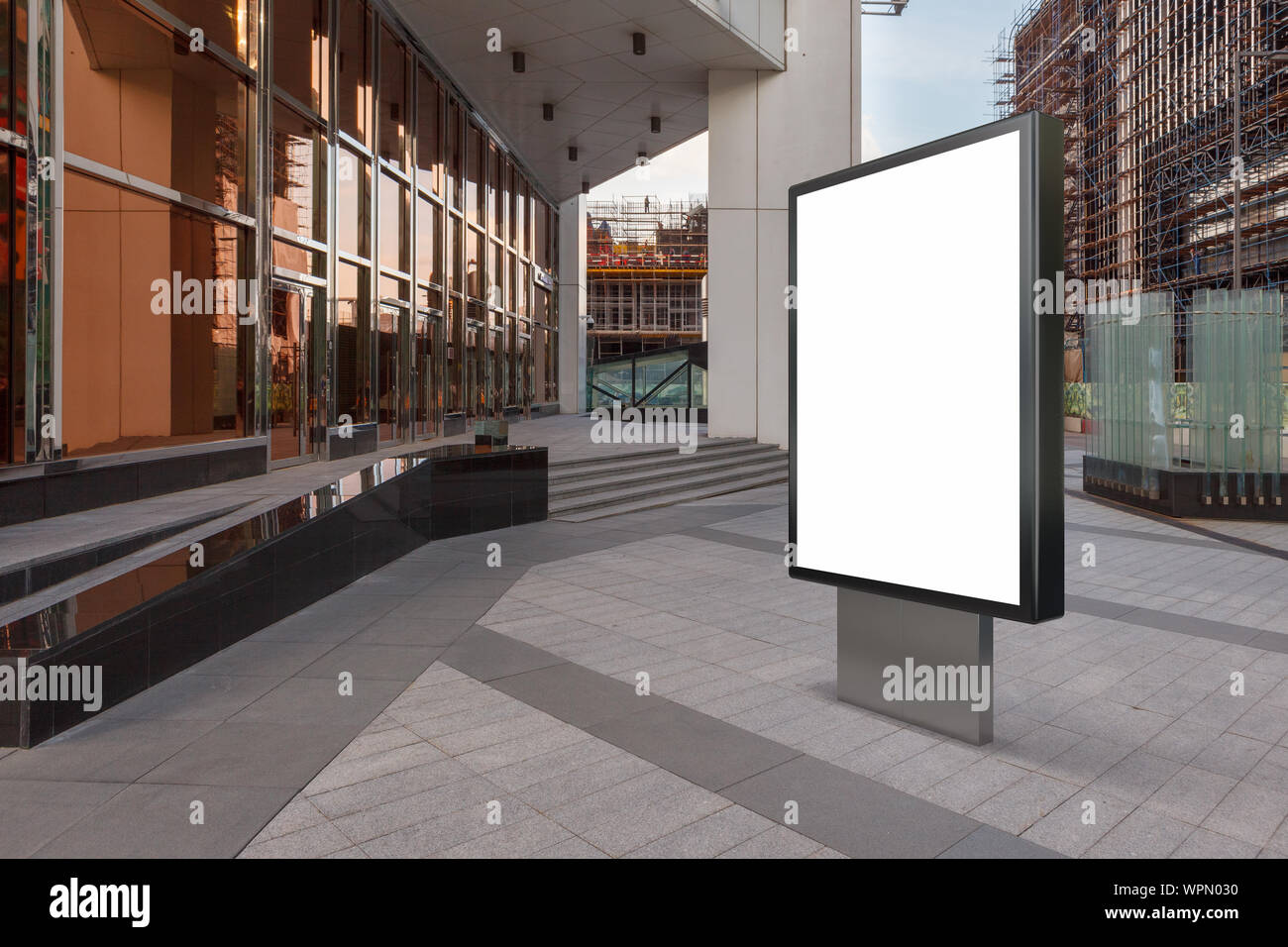 Blank street billboard poster stand mock up in city downtown Stock ...