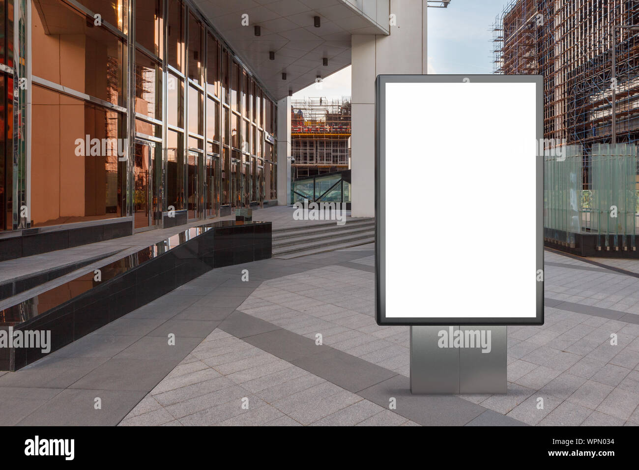 Blank street billboard poster stand mock up in city downtown Stock ...
