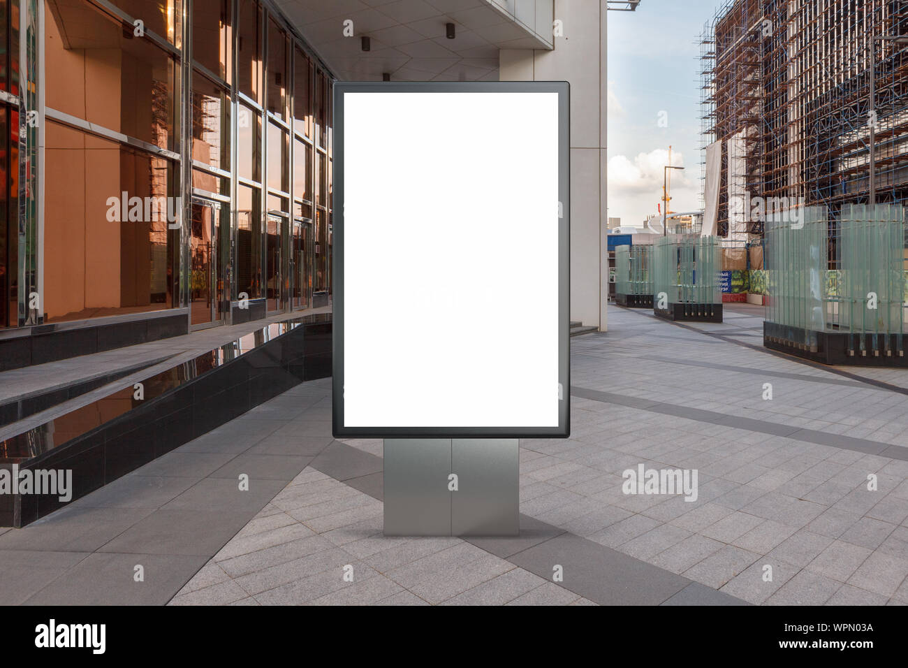 Blank street billboard poster stand mock up in city downtown Stock ...
