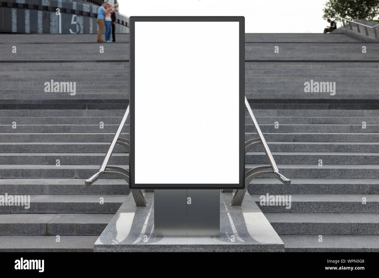 Blank street billboard poster stand mock up in downtown Stock Photo - Alamy