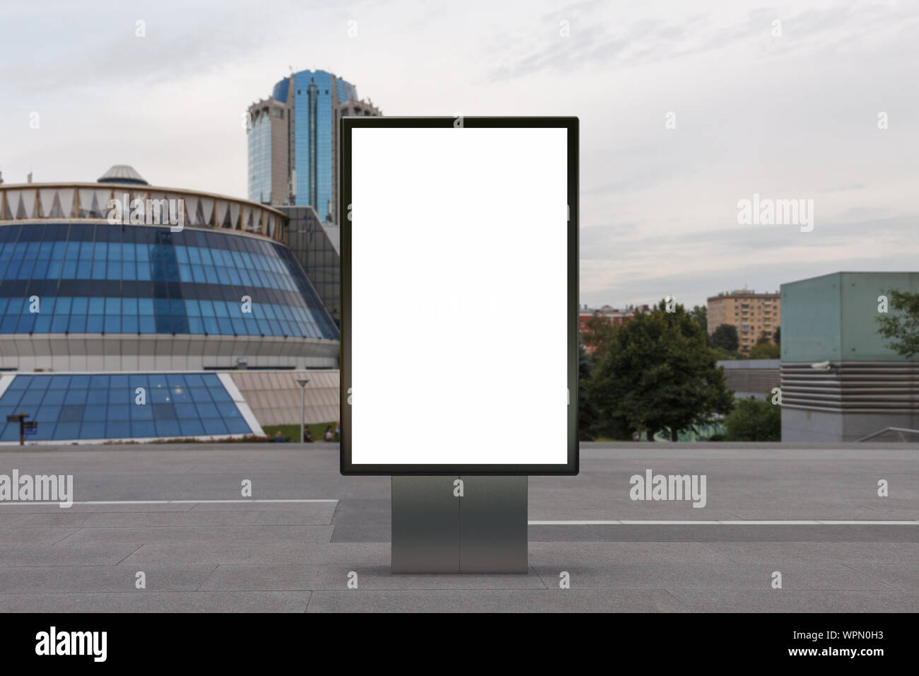 Blank street billboard poster stand mock up in downtown Stock Photo - Alamy