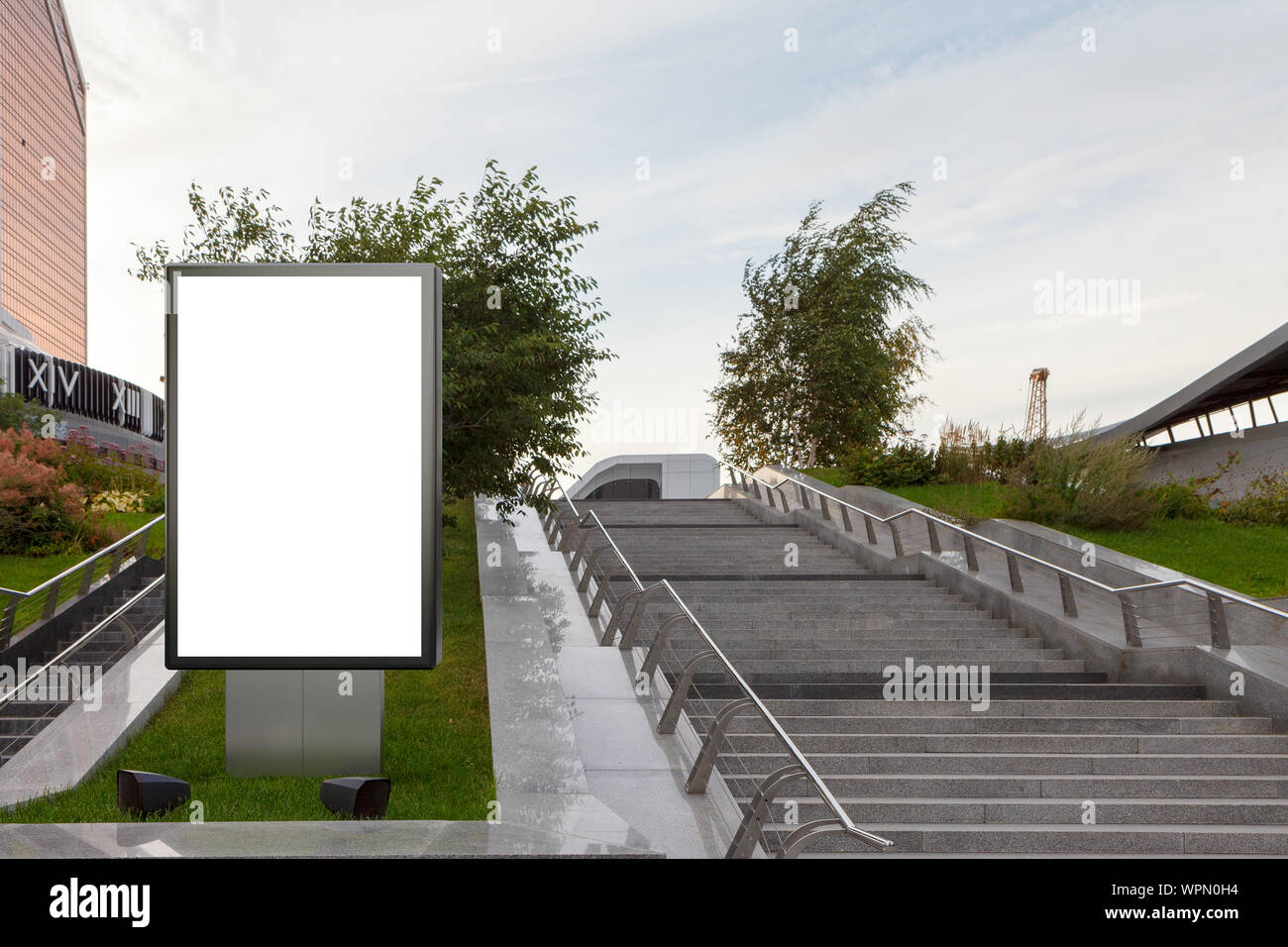Blank street billboard poster stand mock up in downtown Stock Photo - Alamy