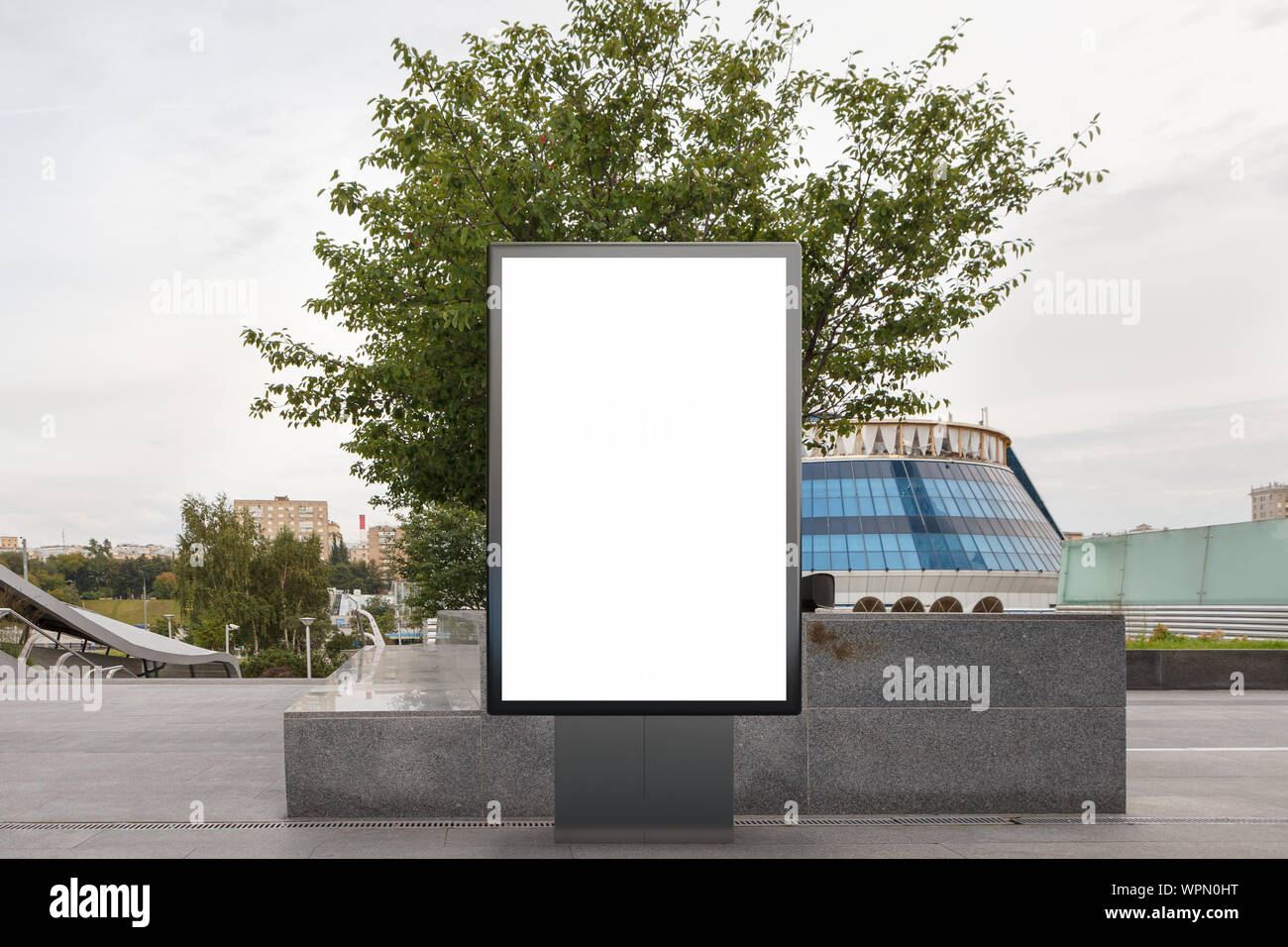 Blank street billboard poster stand mock up in downtown Stock Photo - Alamy