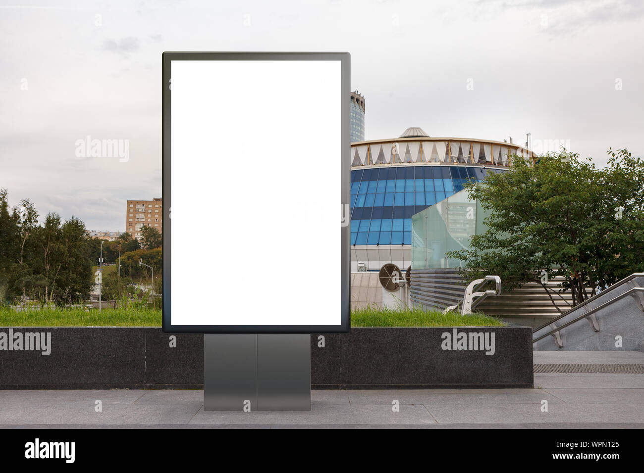 Blank street billboard poster stand mock up in downtown Stock Photo - Alamy