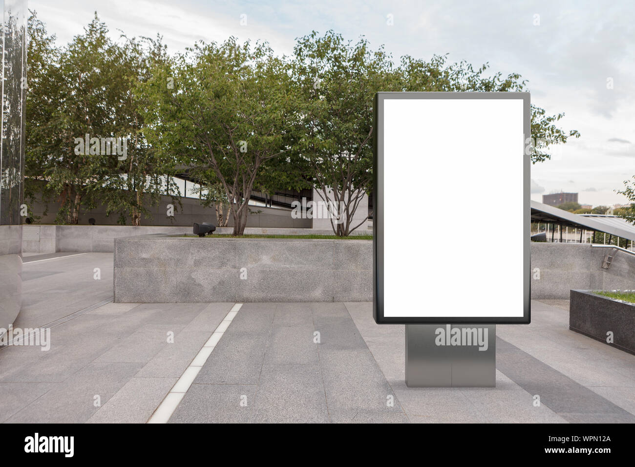 Blank street billboard poster stand mock up in downtown Stock Photo - Alamy