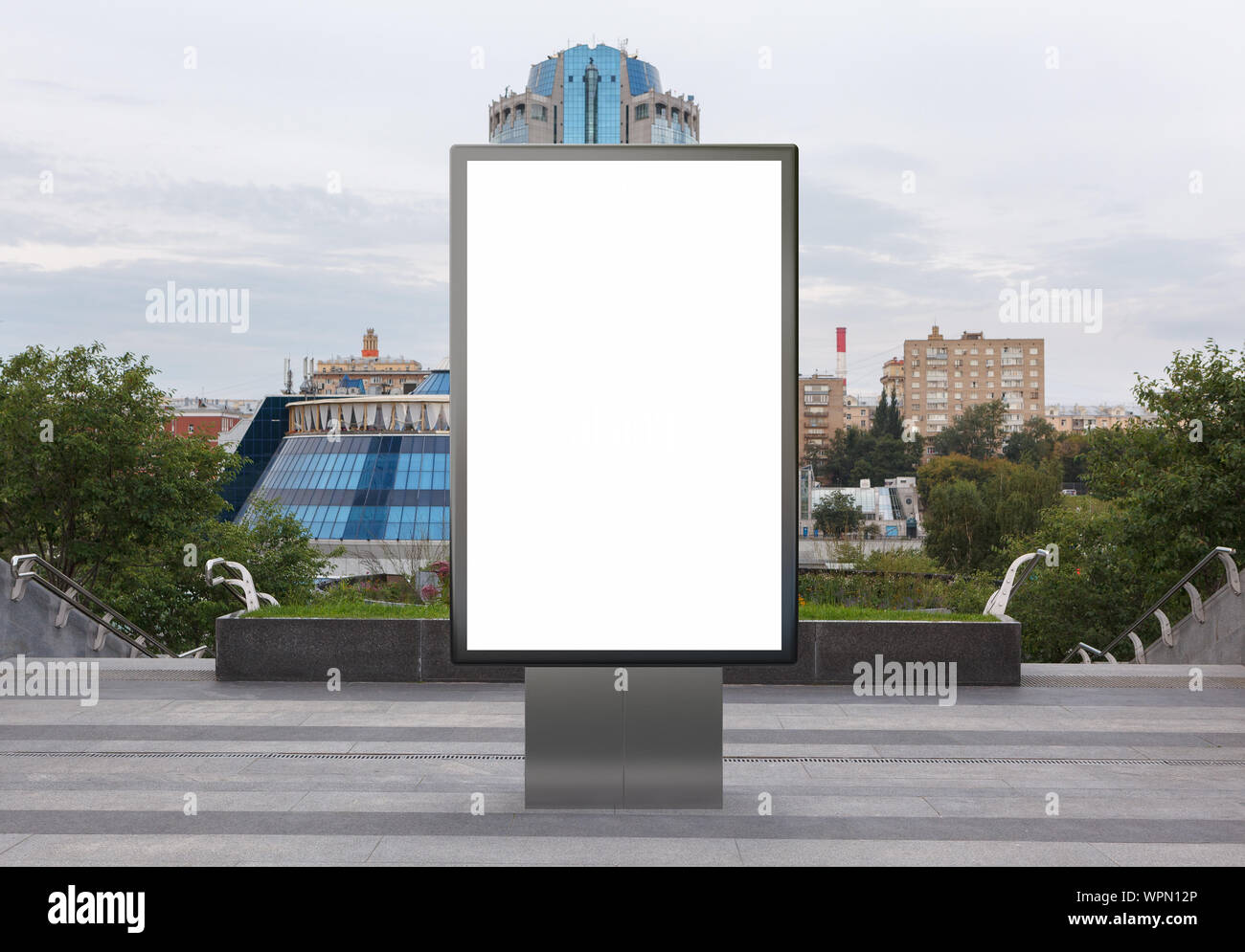 Blank street billboard poster stand mock up in downtown Stock Photo - Alamy