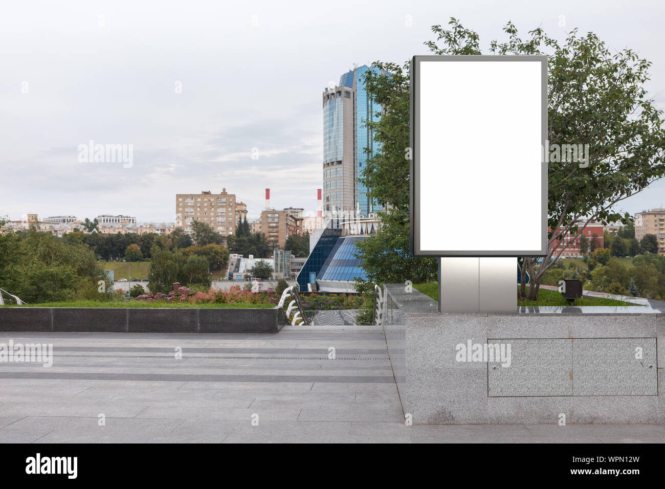 Blank street billboard poster stand mock up in downtown Stock Photo - Alamy