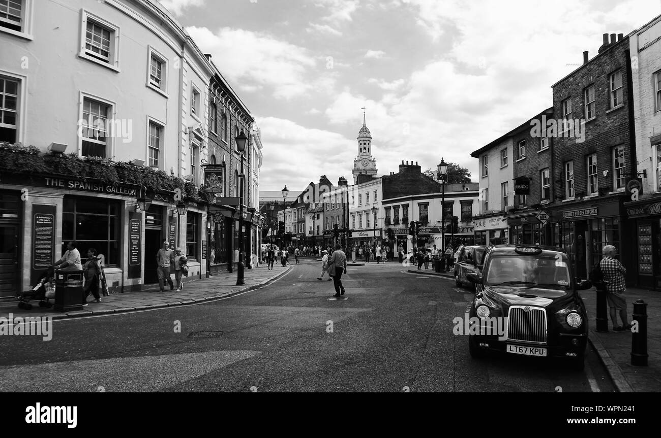 Royal visit to greenwich market Black and White Stock Photos & Images