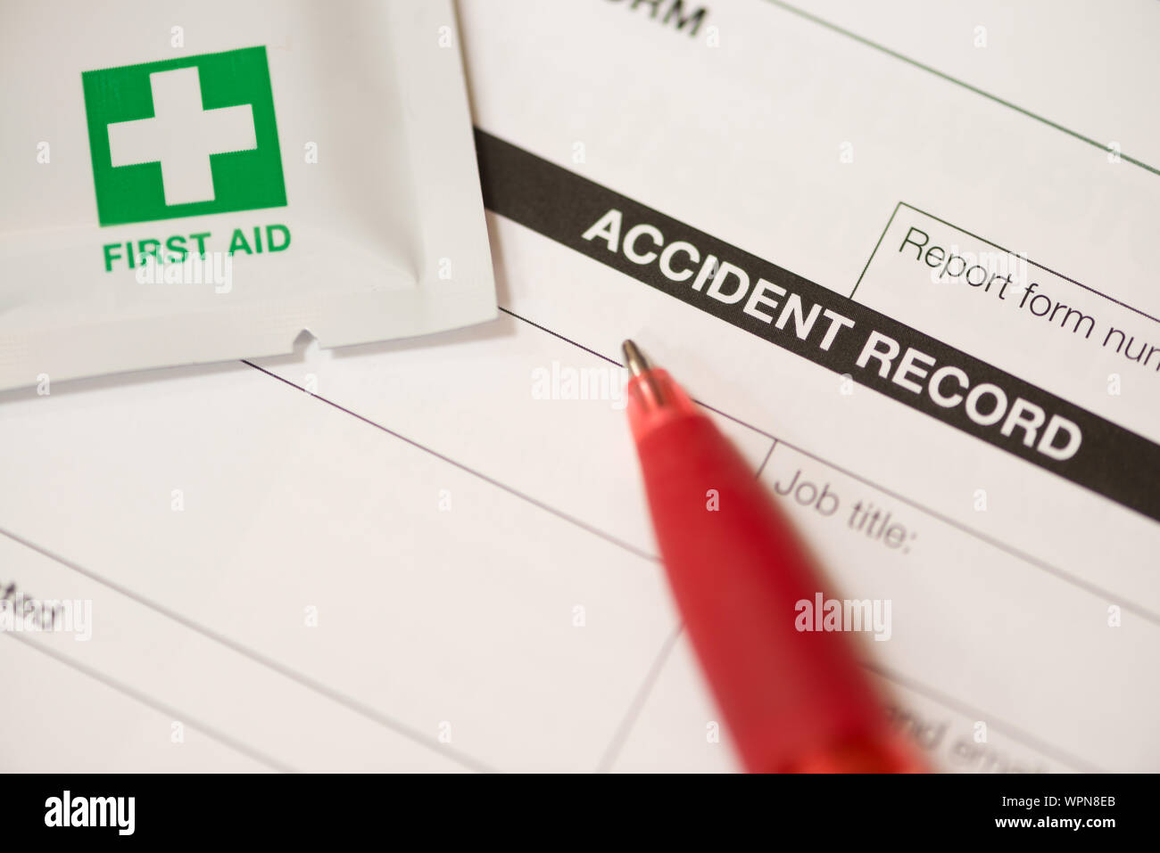An accident record form ready to be completed. Stock Photo