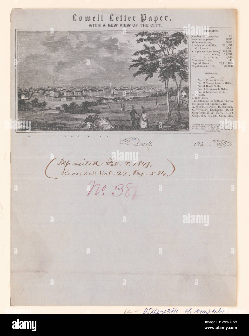 Lowell letter paper. With a new view of the city Stock Photo - Alamy