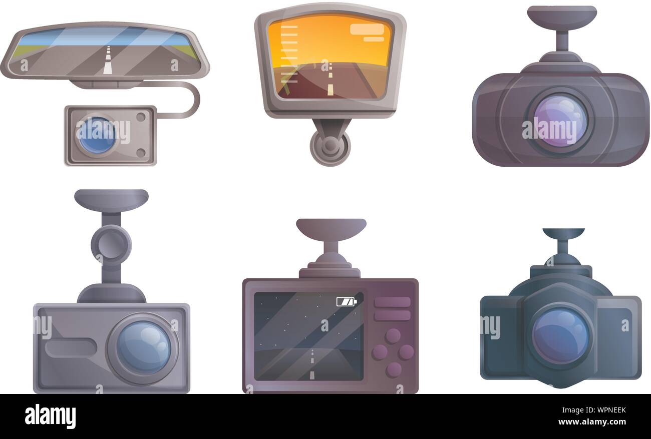 DVR icons set. Cartoon set of DVR vector icons for web design Stock Vector