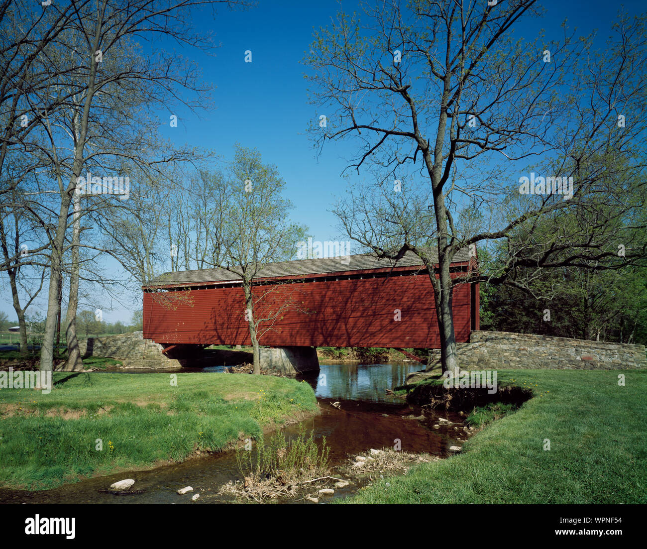 Loys Station covered bridge, Thurmont, Maryland, built in 1900 Stock