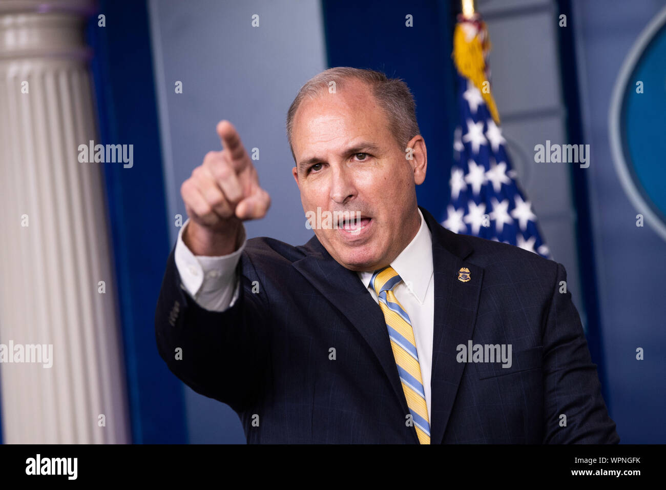 Acting Commissioner of Customs and Border Protection speaks to the media at the White House in Washington, DC on Monday, September 9, 2019. Photo by Kevin Dietsch/UPI Stock Photo