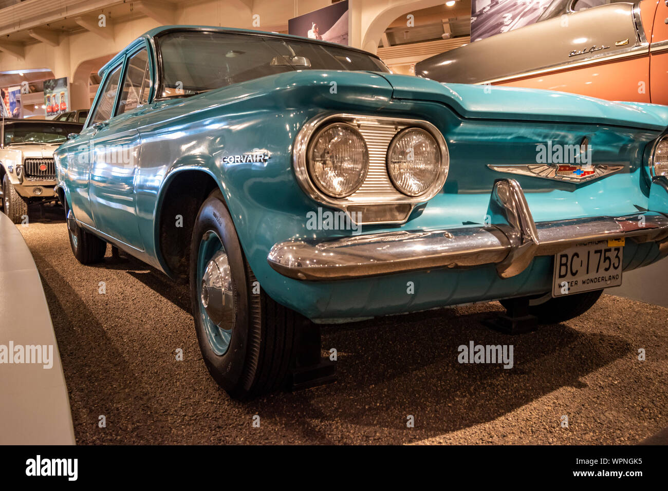 Dearborn, Mi, Usa - March 2019: The 1960 Chevrolet Corvair sedan presented in the Henry Ford Museum of American Innovation. Stock Photo