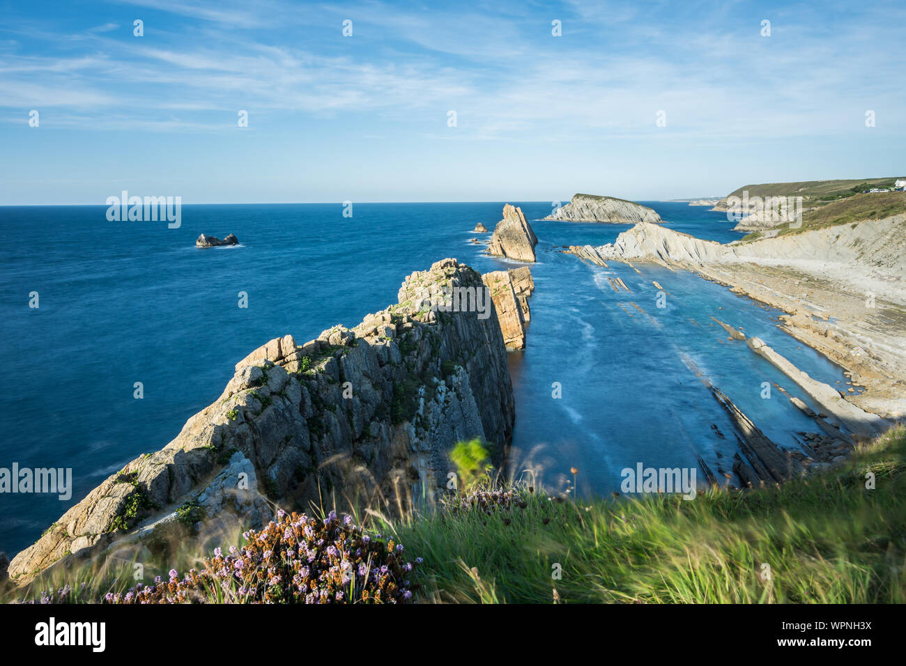 Rocks on the beach of Arnia, Cantabria, Spain Stock Photo