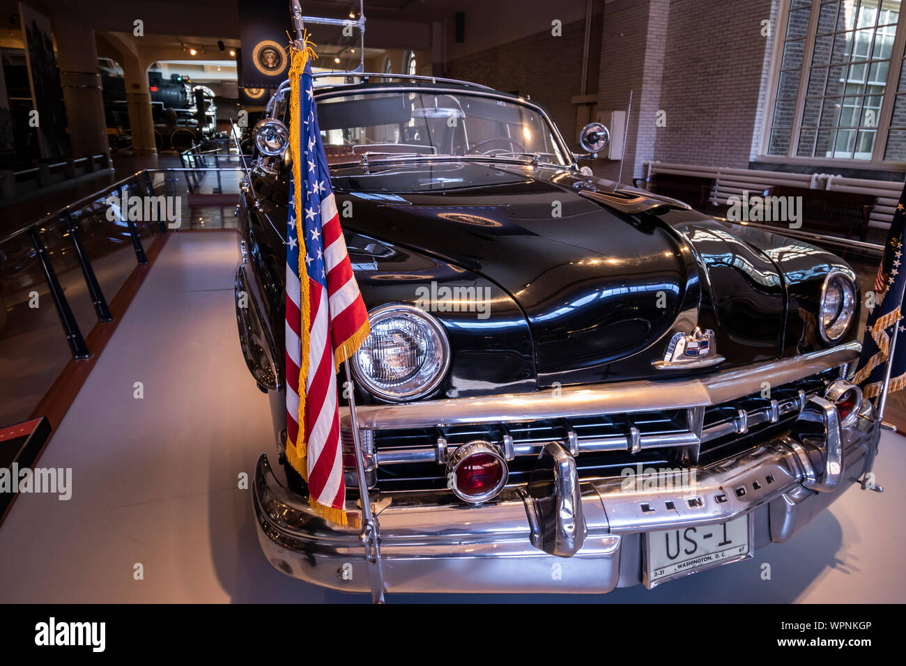 Dearborn, Mi, Usa - March 2019: Dwight D. Eisenhower Bubble Top 1950 Lincoln presidential car presented in the Henry Ford Museum of American Innovatio Stock Photo