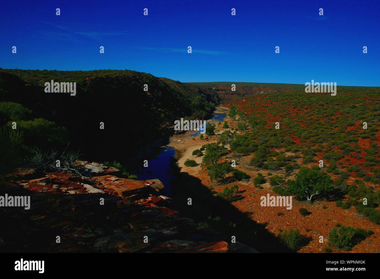 Hiking at Kalbarri National Park, Natures Window, Western Australia Stock Photo