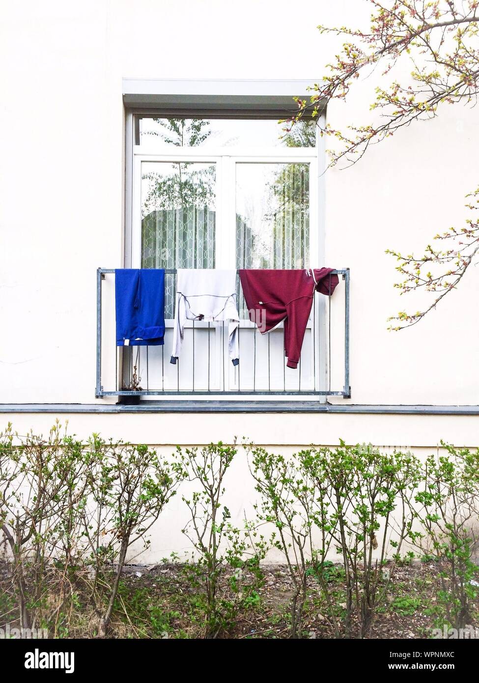 Closeup Of Clothes Line On Balcony Stock Photo Alamy