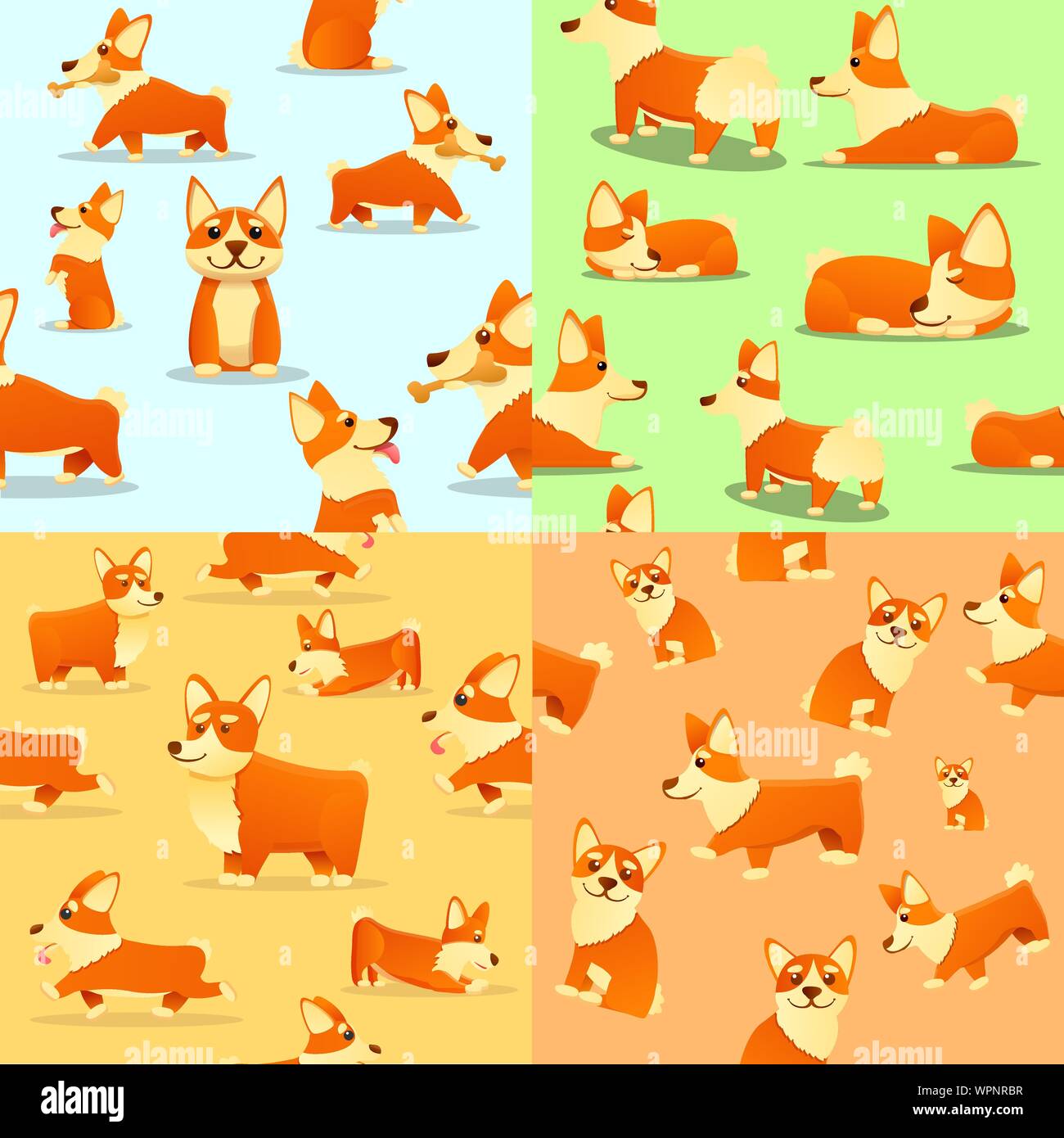 Puppy corgi dig pattern set. Cartoon illustration of puppy corgi dig ...