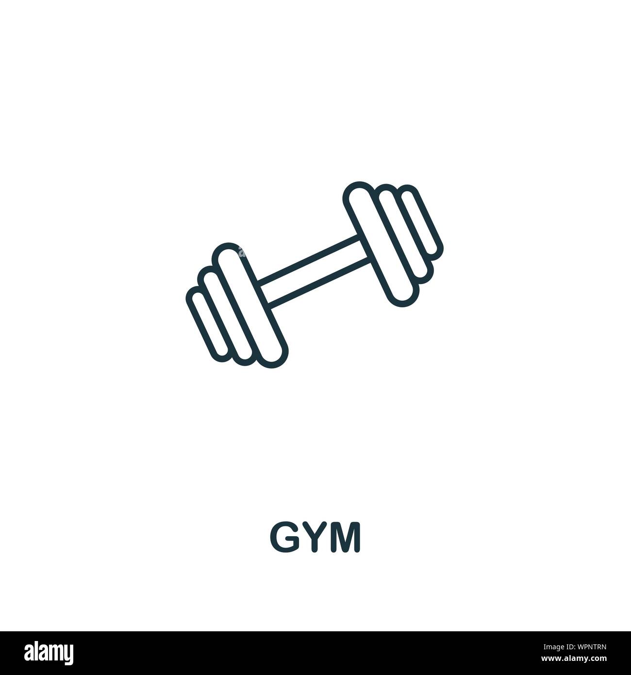 Gym icon. Thin outline style design from fitness icons collection