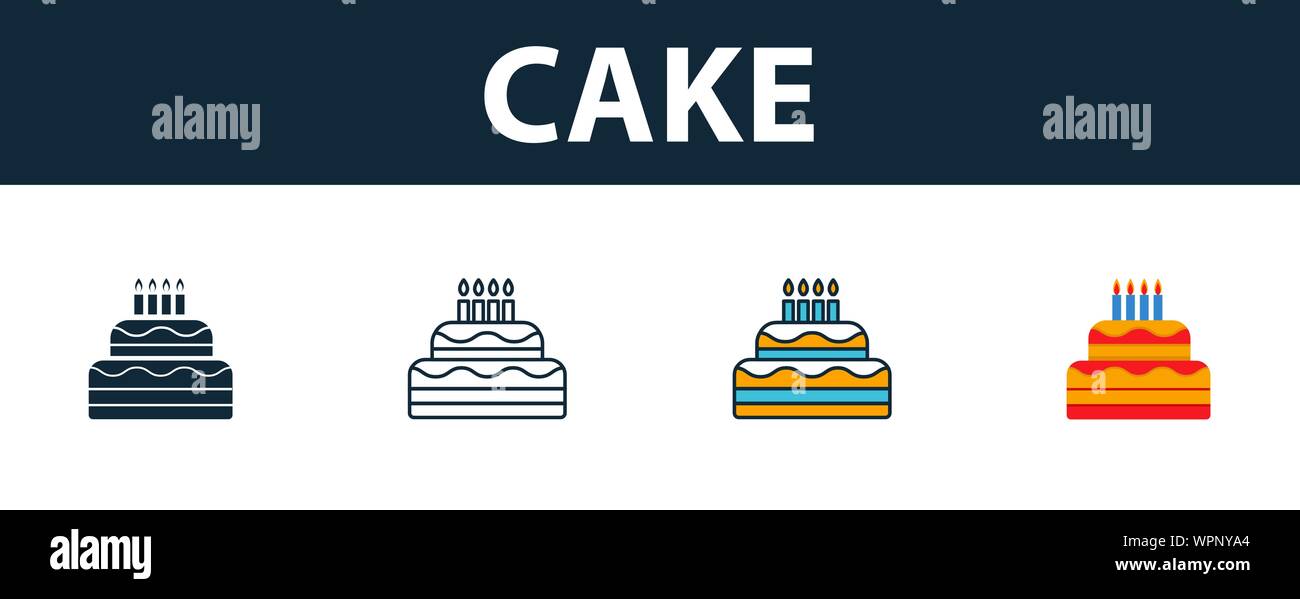 Cake icon set. Four elements in diferent styles from party icon icons ...