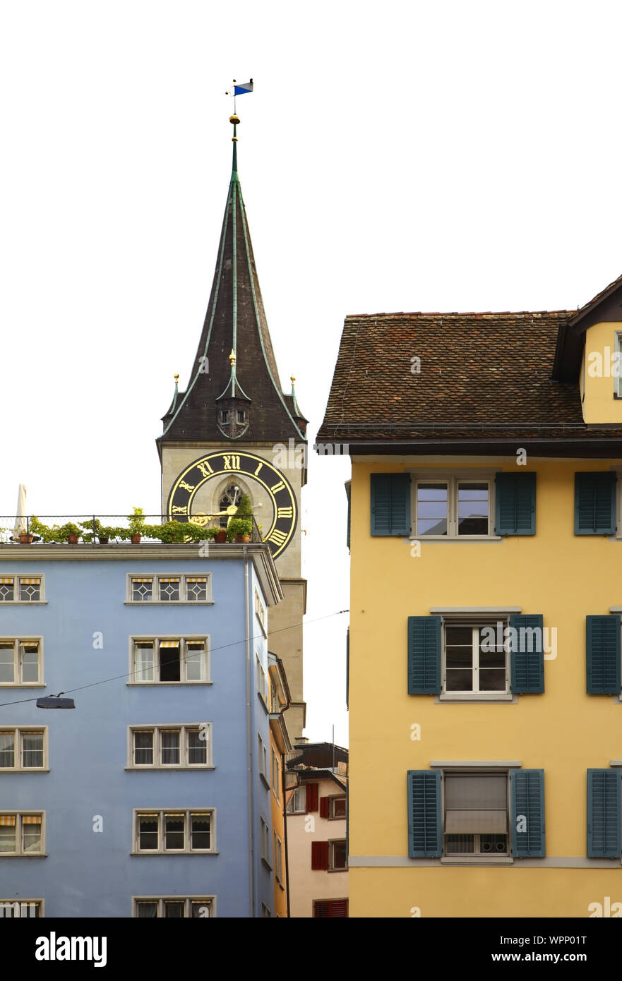Church of St. Peter in Lindenhof  Quarter. Zurich. Switzerland Stock Photo