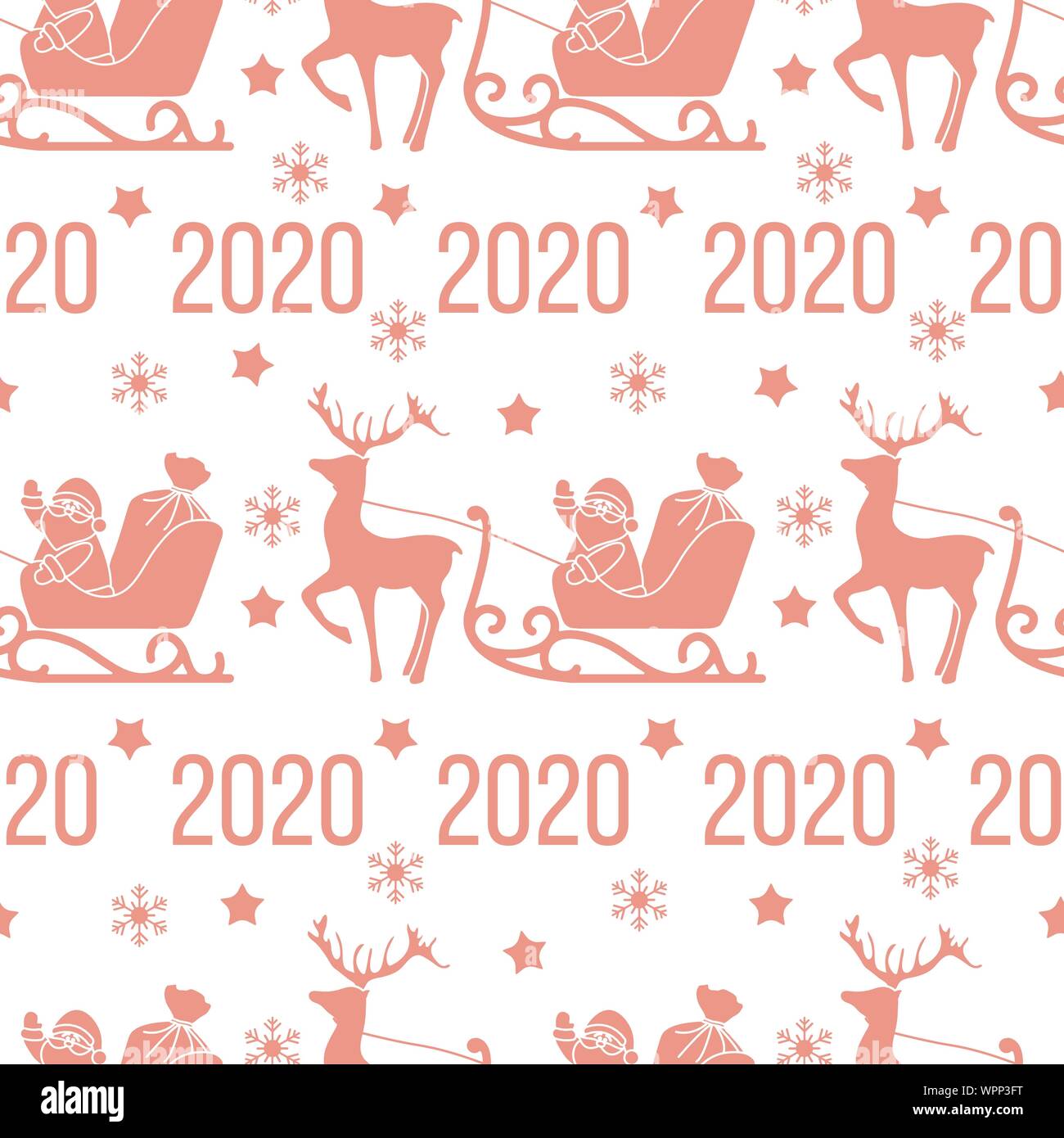 Happy New Year 2020, Merry Christmas seamless pattern. Vector ...