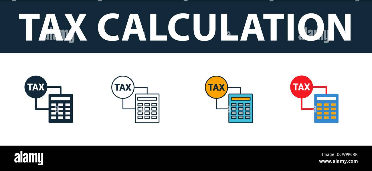 Tax Calculation icon set. Four elements in diferent styles from ...