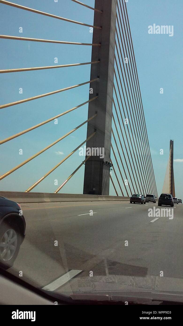 Cars Moving On St Georges Bridge Seen From Windshield Stock Photo