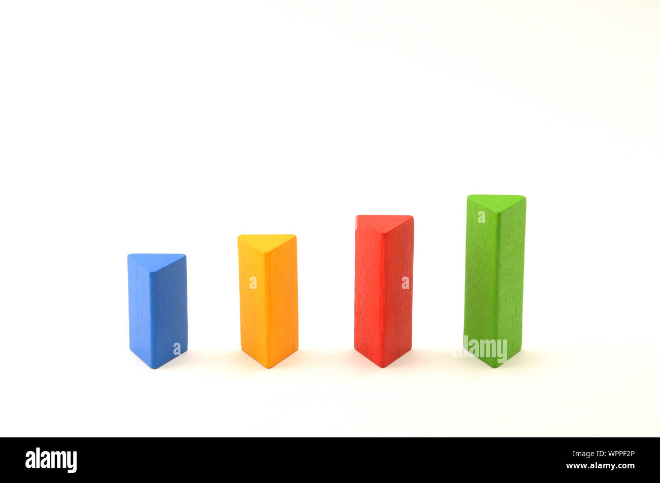 toy aligned wooden blocks multicolor bricks isolated on white ...