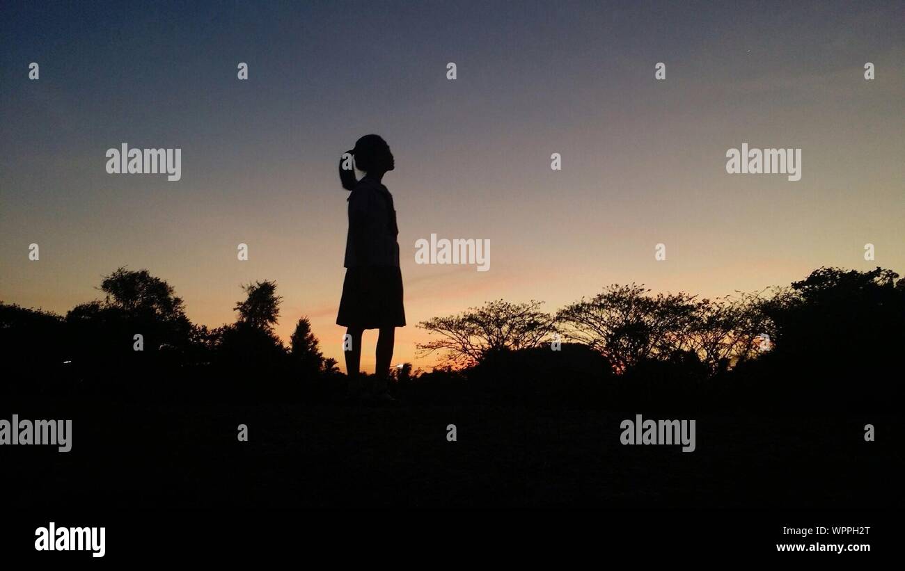 Girls tree silhouette hi-res stock photography and images - Alamy