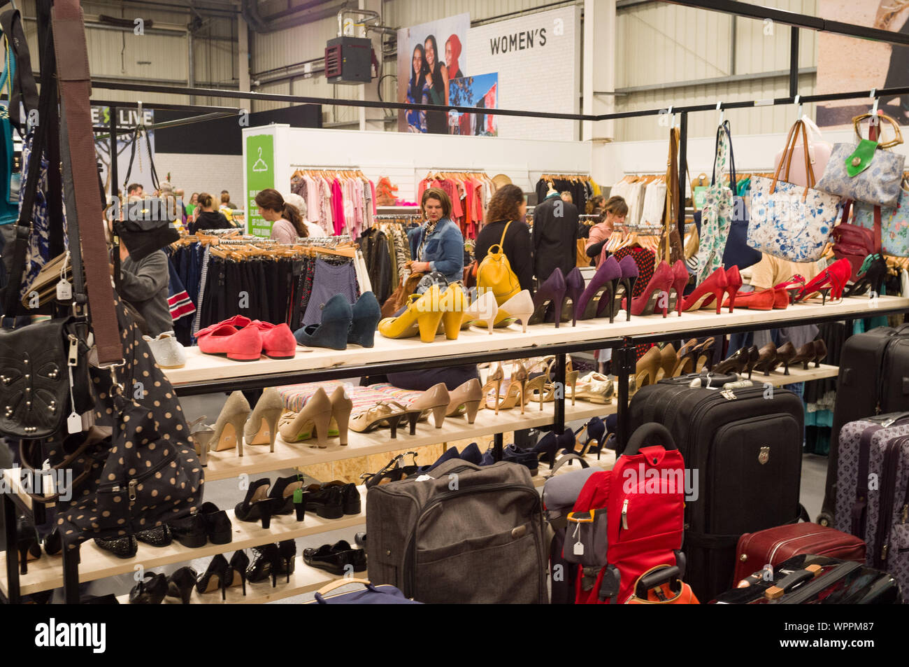 Racks of women's shoes in the newly opened Oxfam Superstore in Cowley