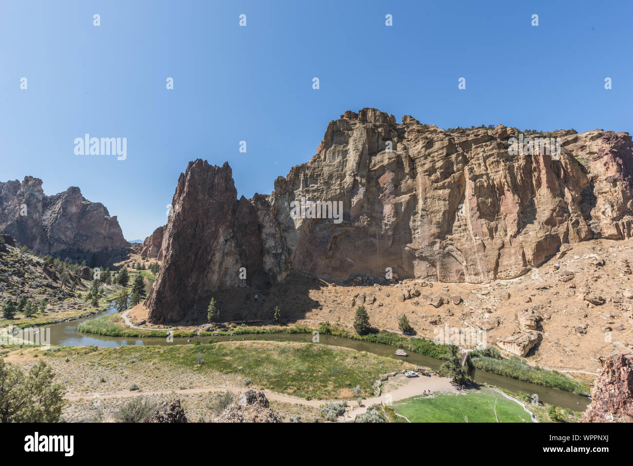 Cliffs and Smith Rock State Park in Oregon Stock Photo
