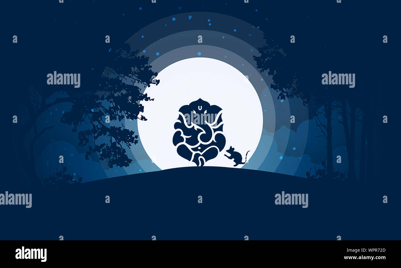 ganpati silhouette high resolution stock photography and images alamy https www alamy com lord ganesha with his mount carrier mouse dreamy ethereal creative background concept silhouette illustration fantasy banner hindu god spiritual image272188405 html