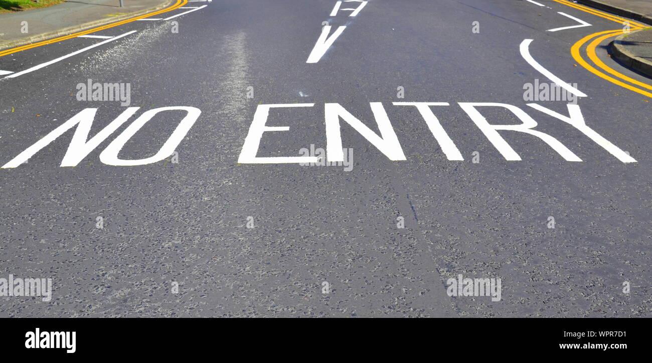A 'No Entry' sign painted on a road in Manchester, uk Stock Photo